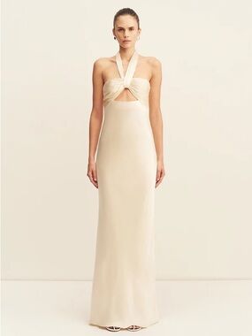 Shona Joy | Dresses | La Lune Ruched Backless Slip Dress In Almond